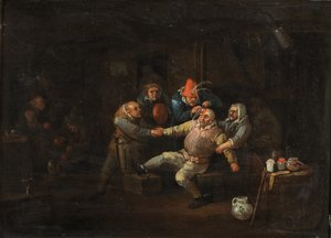 Návštěva chirurga, cca 1676-1744 (olej na panelu) od Egbert van (c.1676 1744) Heemskerck