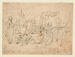 Interiér s farmářskou rodinou při jídle od Egbert van Heemskerck (I)