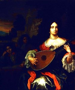 Dáma hrající na loutnu se dvěma chlapci po boku (není totéž jako 31891) od Eglon Hendrick van der attr. to Neer