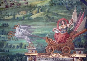 Vůz tažený gryfy, detail z „Galleria delle Carte Geografiche“ od Egnazio Danti