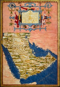 Mapa Arábie od Egnazia Dantiho (1536-1586) kolem roku 1567 Malba skříní v místnosti zeměpisných map. Palazzo Vecchio, pokoj Mappamondo Florencie