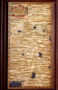Indostan (Hindustan) na vrcholu Gangy Carte produkoval Egnazio Danti (1536-1586), matematik, kosmograf a italský architekt. Kolem 1567. Florencie, Palazzo Vecchio, Sala del Mappamondo