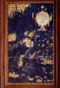 Mapa ostrovů Molucca vytvořil Egnazio Danti (1536-1586), matematik, kosmograf a italský architekt. Kolem 1567. Florencie, Palazzo Vecchio, Sala del Mappamondo od Egnazio Danti
