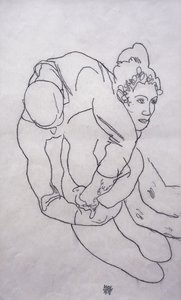 Být v objetí; Umarmende, 1918 od Egon Schiele