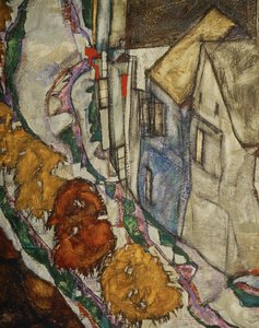 Oblouk domů II ... (olej na plátně) od Egon Schiele