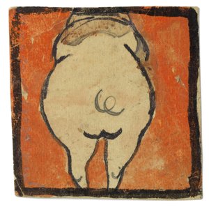 Entwurf für eine Wanddekoration im Atelier Wattmanngasse (Schwein von hinten?) od Egon Schiele