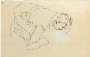 Erich Lederer z profilu, ruka na hlavě, 1912 od Egon Schiele