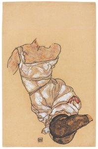 Ženské torzo ve spodním prádle a černých punčochách; Ženské torzo ve spodním prádle a černých punčochách, 1917 od Egon Schiele