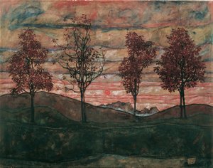 Čtyři stromy od Egon Schiele