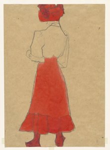 Žena v červené sukni od Egon Schiele