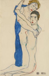 Přítelkyně, růžovo-modrá. 1913 od Egon Schiele