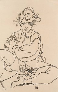 Dívka sedící s roztaženýma nohama, 1918 od Egon Schiele