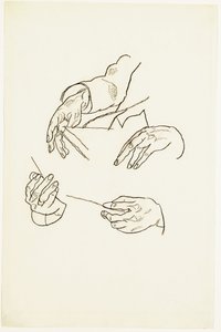 Ruce, studie k portrétu Dr. Huga Kollera (křída na papíře) od Egon Schiele