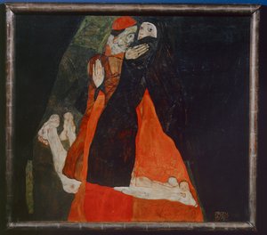 Kardinal und Nonne, Kardinál a jeptiška... (olej na plátně) od Egon Schiele