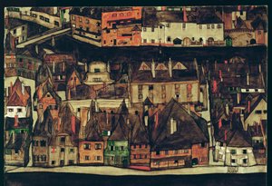 Krumau, Česká republika (malba na plátně) od Egon Schiele