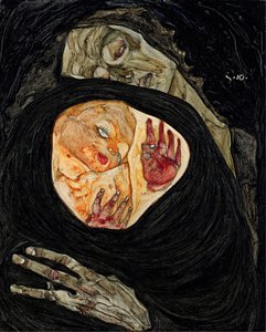 Mrtvá matka. Obraz Egona Schieleho (1890-1918), olej na dřevě od Egon Schiele