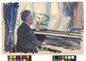 Leopold Czihaczek u klavíru (skica) od Egon Schiele