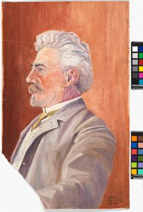 Profil Leopolda Czihaczka na červeném pozadí od Egon Schiele