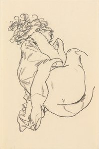 Akt vleže; Liegende, 1917 od Egon Schiele