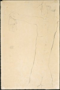 Nahý muž se zdviženýma rukama (recto) od Egon Schiele