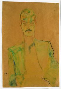 Akt na barevné látce, 1911 (wc a tužka s kvašem na papíře) od Egon Schiele