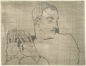 Portrét Arthura Roesslera, 1914 (suchá jehla) od Egon Schiele