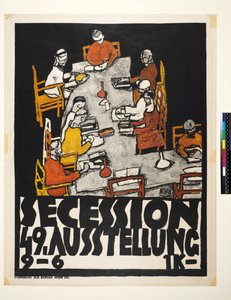 Plakát k Vídeňské secesi, 49. výstava, Die Freunde od Egon Schiele