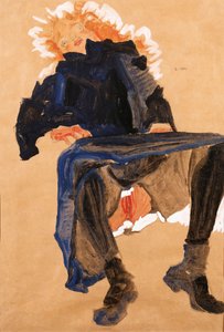 Ležící dívka v modrých šatech, 1910 od Egon Schiele