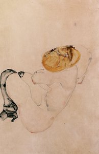Vyděšená, krčící se mladá dívka, 1912 od Egon Schiele