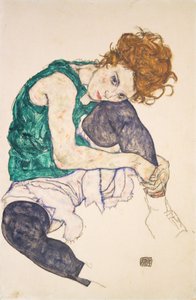 Sedící žena s pokrčenými koleny (Adele Herms) od Egon Schiele
