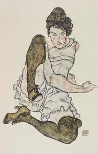 Sedící žena s nataženýma nohama, 1917. od Egon Schiele