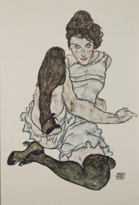 Sedící žena s nataženýma nohama, 1917 od Egon Schiele