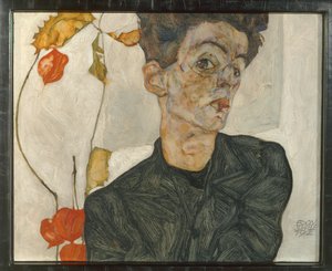 Autoportrét s ovocem v lucerně ... (olej a akvarel na plátně) od Egon Schiele