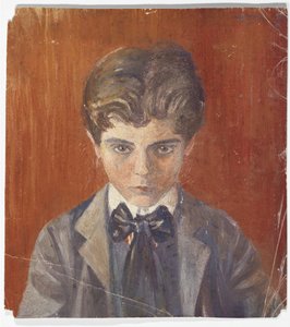 Autoportrét před červeným pozadím od Egon Schiele