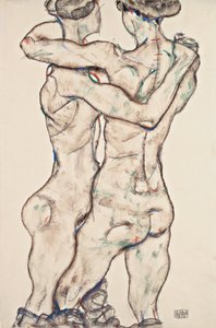 Objímající se nahé dívky od Egon Schiele