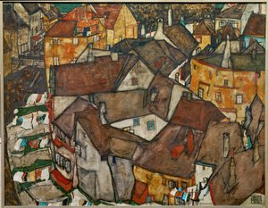 Městečko - Krumau v Československu (olej na plátně) od Egon Schiele