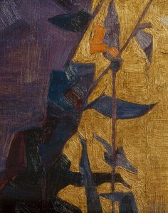 Stylizovaná květina na dekorativním pozadí ... (bronz) od Egon Schiele