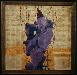 Stylizovaná květina na dekorativním pozadí ... (bronz) od Egon Schiele