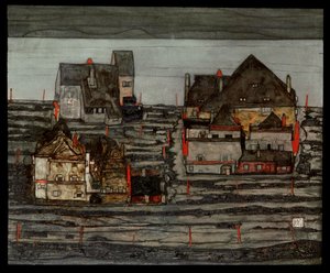 Předměstí I (malba na plátně) od Egon Schiele