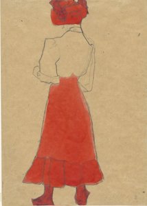 Žena s červenou sukní, c. 1909. od Egon Schiele