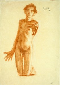 Mladý muž klečící, 1908 od Egon Schiele
