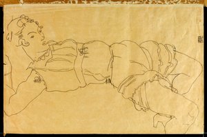 Mladá žena ležící na zádech, 1915 od Egon Schiele