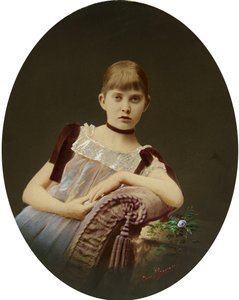 Portrét dívky. Stříbrná želatinová fotografie, kvaš od Egora Maximoviče Ovcharenka (?-1902) od Egor Maximovich Ovcharenko