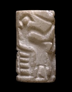 Cylindrická pečeť (raně dynastické výjevy "lidské činnosti"), raná dynastie II (kalcit) od Egyptian