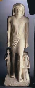 Rodinná skupina, možná ze Sakkary, Stará říše, konec 5. až počátek 6. dynastie (malovaný vápenec) od Egyptian