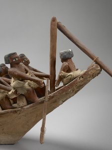 Model pohřební lodi, z Beni Hasanu, pravděpodobně Střední říše, asi 2060-1786 smíšená technika detail 107032 od Egyptian
