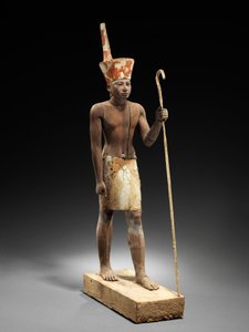 Figura strážce, cca 1900 př. n. l. (cedrové dřevo s omítkou a barvou)