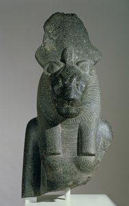 Busta Sakhmet ze sedící sochy, buď z okrsku Mut nebo zádušního chrámu Amenhotepa III (granodiorit) od Egyptian 18th Dynasty