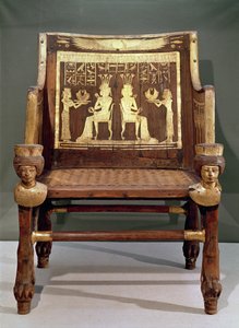 Židle patřící princezně Satamun, dceři Amenophise III., Nová říše, cca 1391-1353 př.nl (dřevo a zlacený bronz) od Egyptian 18th Dynasty