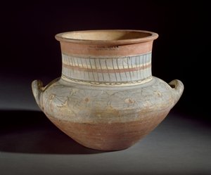 Zdobená nádoba s držadly, Amarna, 14. století před naším letopočtem (keramika)